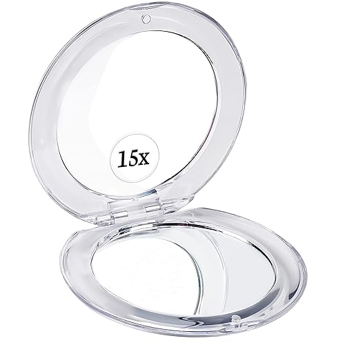 MIRRORVANA Small Compact 15X Magnifying Travel Makeup Mirror - Lightweight, Handheld, and Foldable Design - Mini Pocket-Sized Magnified Mirror Beauty & Personal Care MIRRORVANA