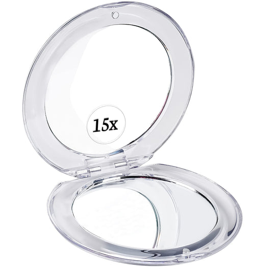 MIRRORVANA Small Compact 15X Magnifying Travel Makeup Mirror - Lightweight, Handheld, and Foldable Design - Mini Pocket-Sized Magnified Mirror Beauty & Personal Care MIRRORVANA
