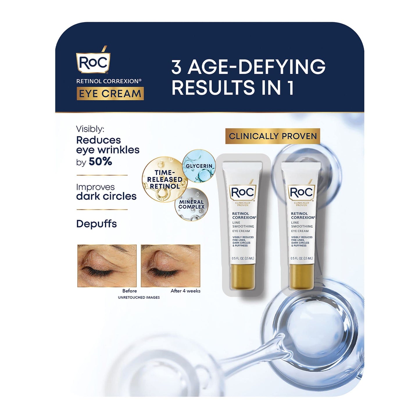 RoC Retinol Correxion Eye Cream 0.5 oz (Pack of 2) Beauty & Personal Care Roc