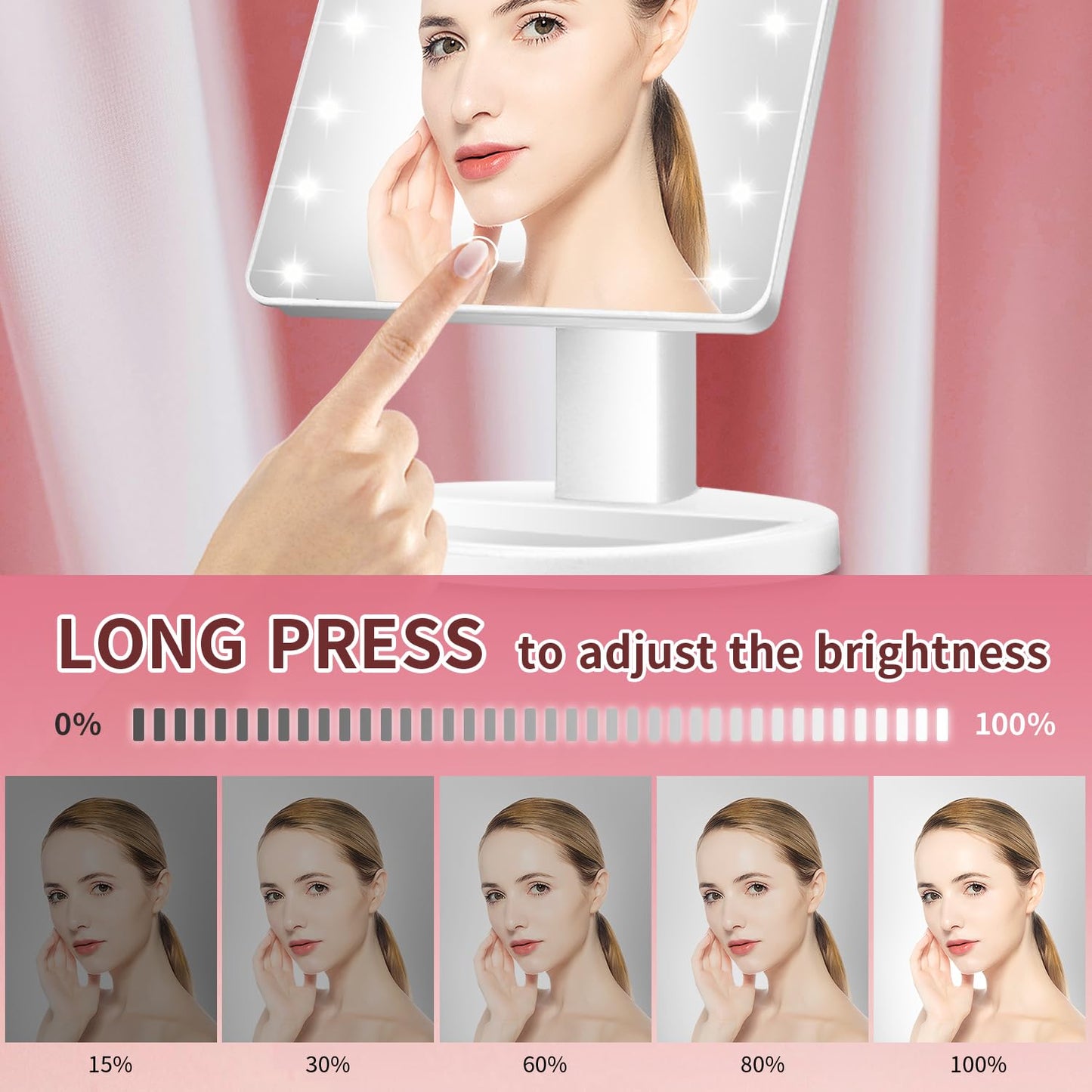 KOOKIN Lighted Vanity Makeup Mirror 16 Led Lights 180 Degree Rotation Lighted Mirror Touch Screen Adjusted Brightness Desk Mirrors USB Dual Supply Beauty & Personal Care KOOKIN