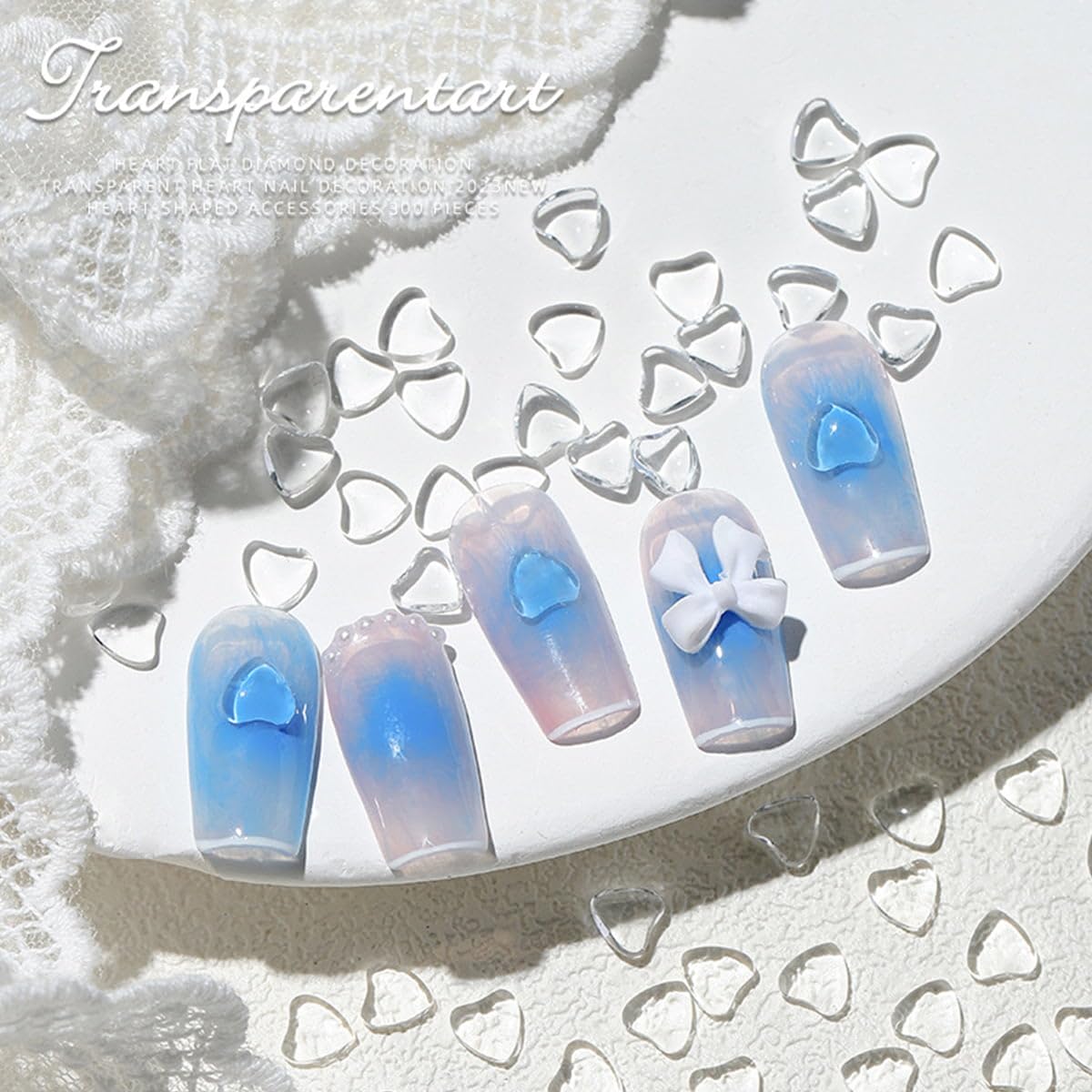 qiipii 300pcs Transparent Heart Nail Charms, 3 Sizes Mixed Size 3D Clear Cute Love Hearts Rhinestones Flatback Resin Crystals Diamonds Nail Art Beauty & Personal Care qiipii