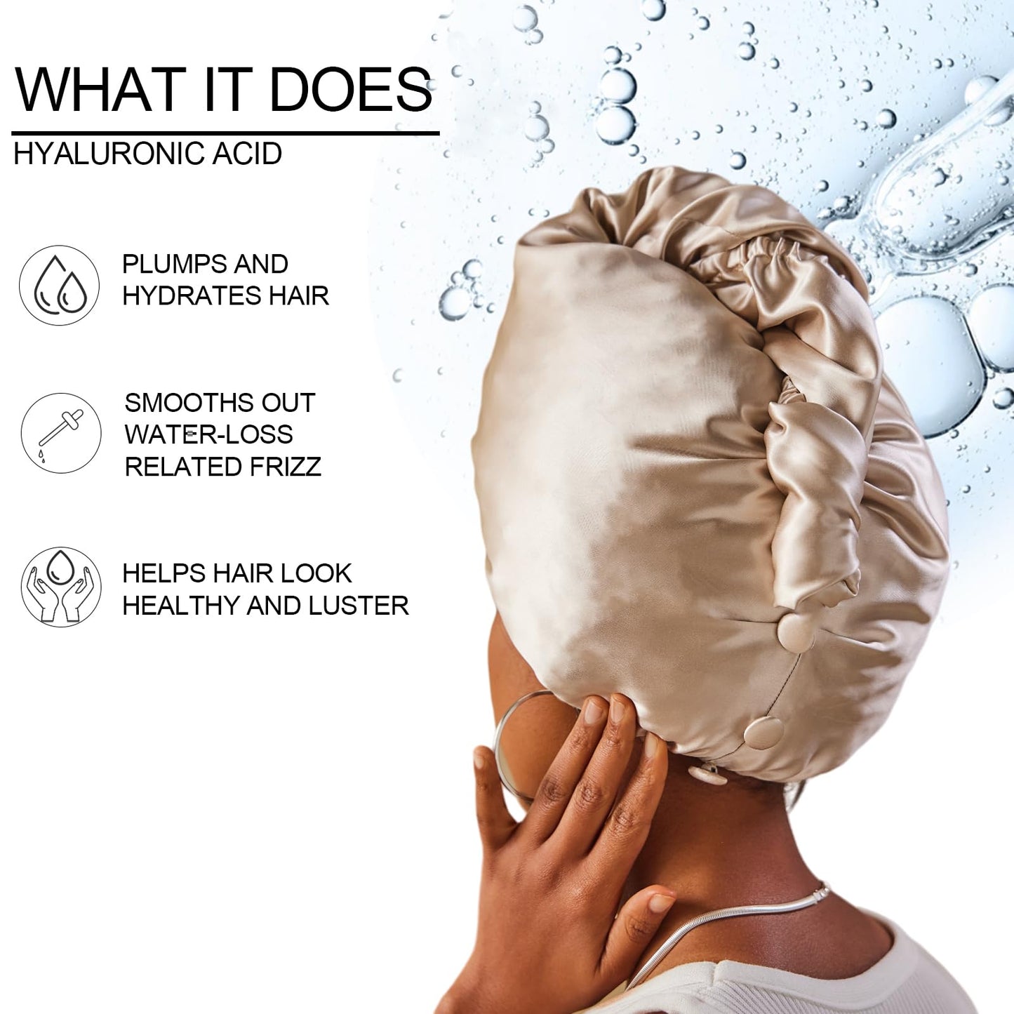 PROMEED 100% Silk Bonnets with Hyaluronic Acid, 23 Momme Mulberry Silk Turban Head Wraps for Hair Hydration, Moisture-Locking Silk Cap for Hair Care Beauty and Personal Care PROMEED
