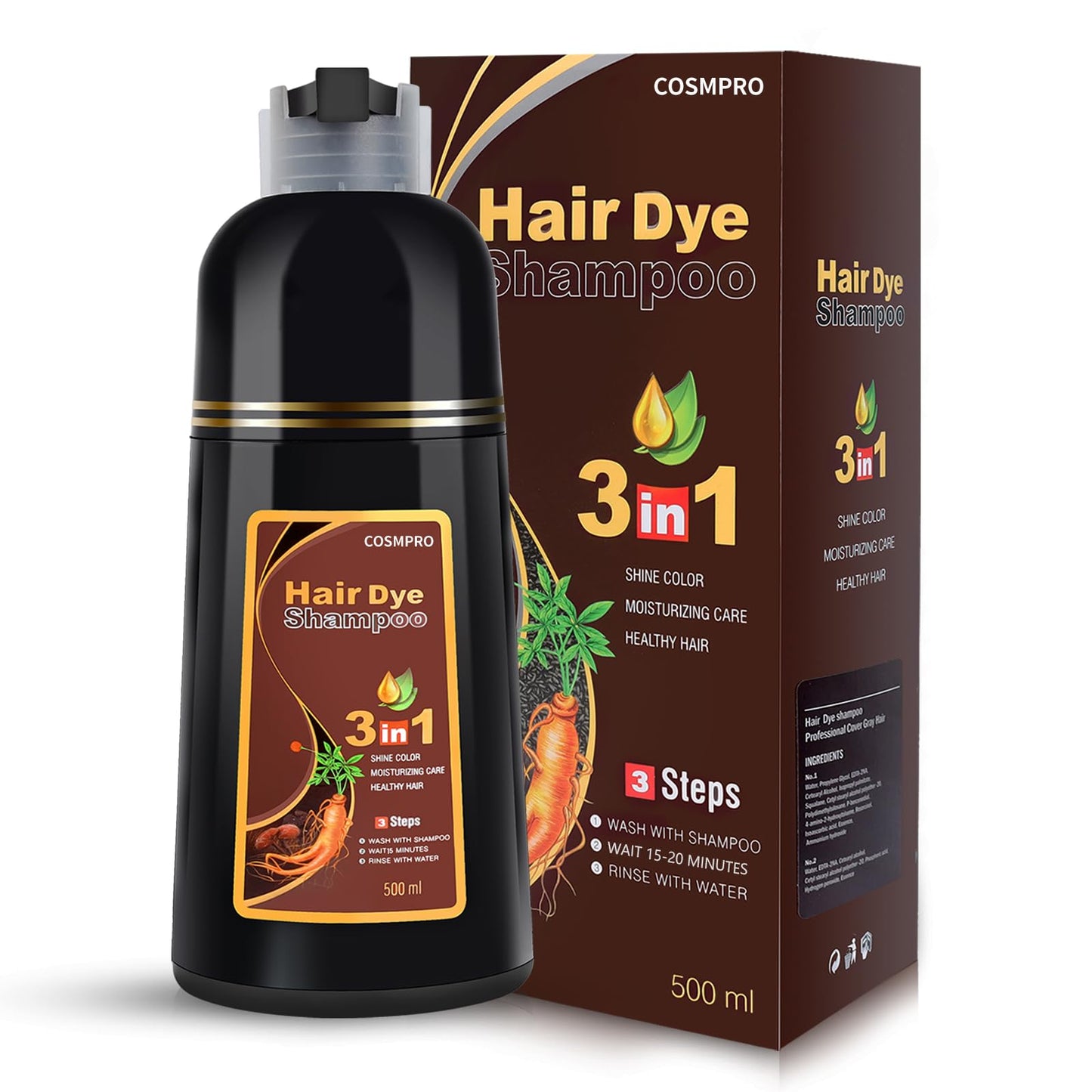 cosmpro Hair Dye Shampoo Chestnut Brown Hair Color Shampoo for Gray Hair Coverage Hair Dye Shampoo 3 in 1 for Men and Women, Instant Color Shampoo Beauty and Personal Care cosmpro Default Title