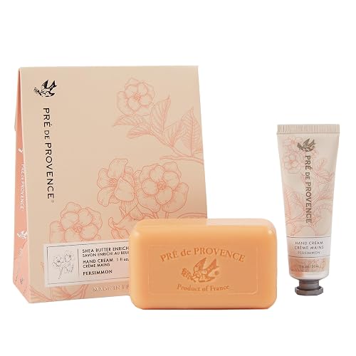 Pre de Provence Gift Set Includes 150 Gram Soap Bar & 1 fl oz Hand Cream |Made in France | Infused with Shea Butter, Persimmon Beauty & Personal Care Pre de Provence