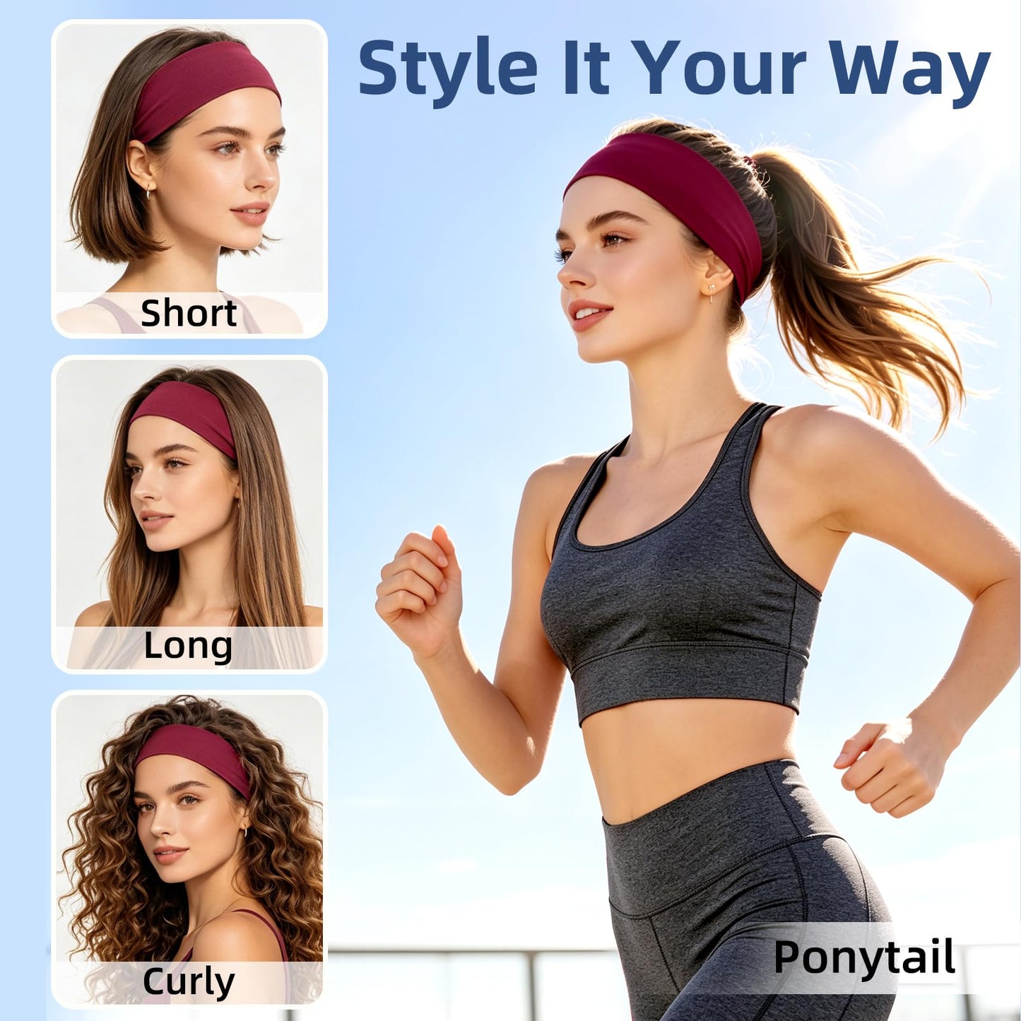 Fishinsea 10 Pack Headbands for Women, Elastic Non-Slip Hair Bands Hair Warp for Sports Daily Workout Yoga Running Beauty and Personal Care Fishinsea