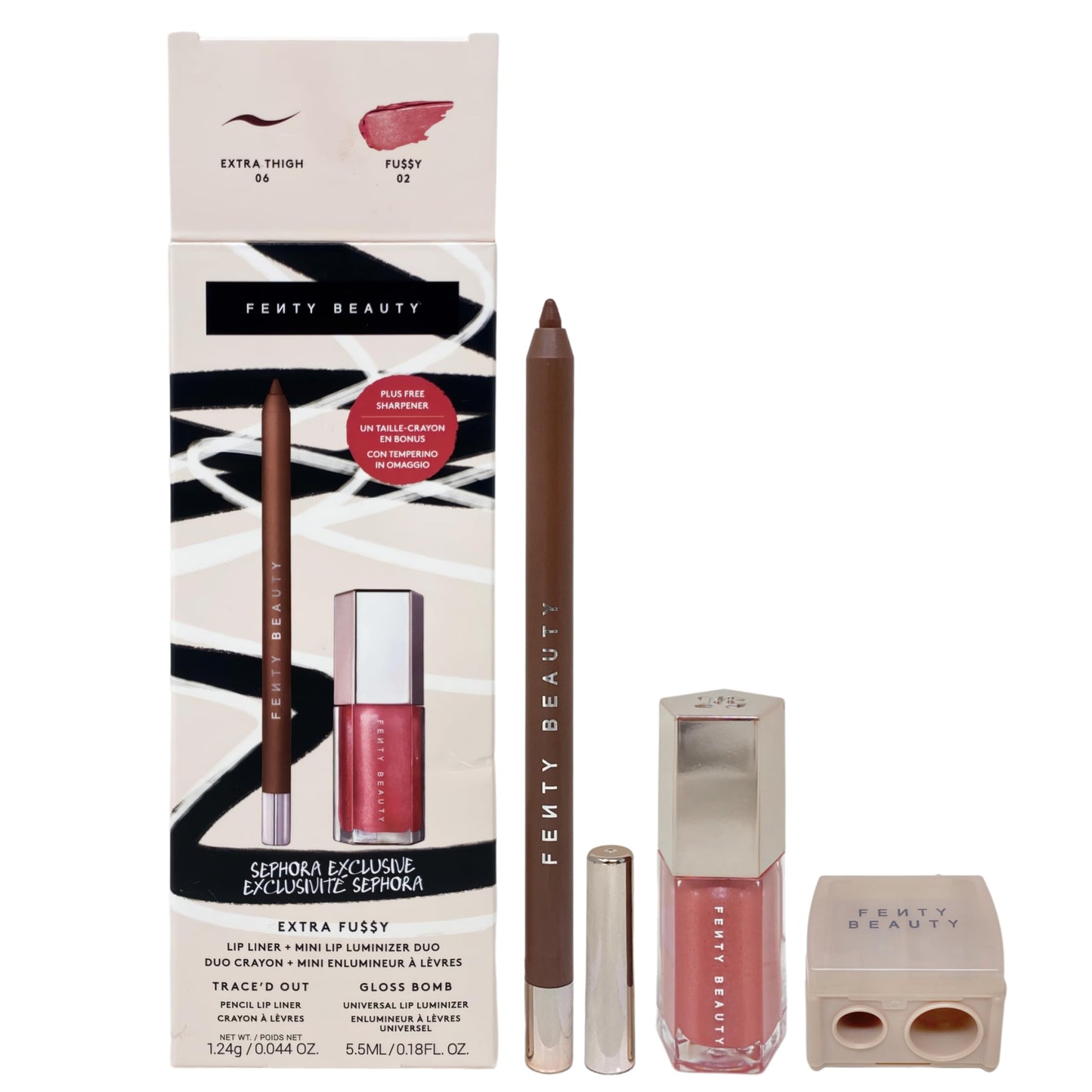 FENTY BEAUTY Extra FuSSy Lip Liner + Mini Lip Luminizer Duo - 06 Extra Thigh / 02 FuSSy Beauty & Personal Care FENTY BEAUTY
