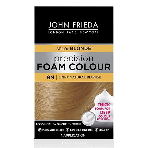 John Frieda Precision Foam Colour, Light Natural Blonde 9N, Full-Coverage Hair Color Kit, Anti-Fade Gray Coverage, Deep Color Saturation Hair Dye, 1 Beauty & Personal Care John Frieda
