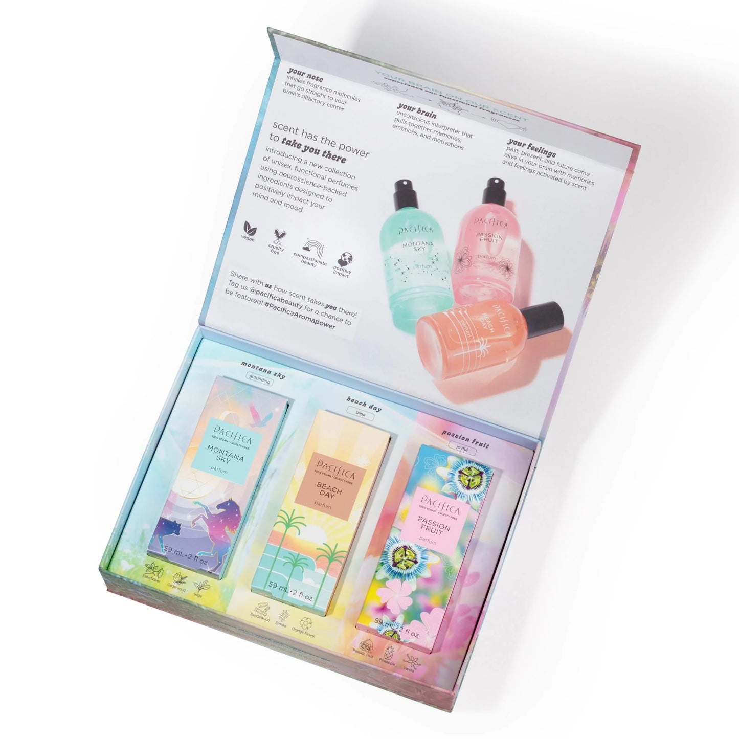 Pacifica Iconic Scents Gift Box - Montana Sky, Beach Day & Passionfruit - Nature-Inspired Fragrance Collection, Vegan & Cruelty-Free Beauty & Personal Care Pacifica