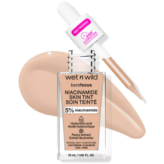 wet n wild Bare Focus Skin Tint, 5% Niacinamide Enriched, Buildable Sheer Lightweight Coverage, Natural Radiant Finish, Hyaluronic & Vitamin Beauty & Personal Care wet n wild