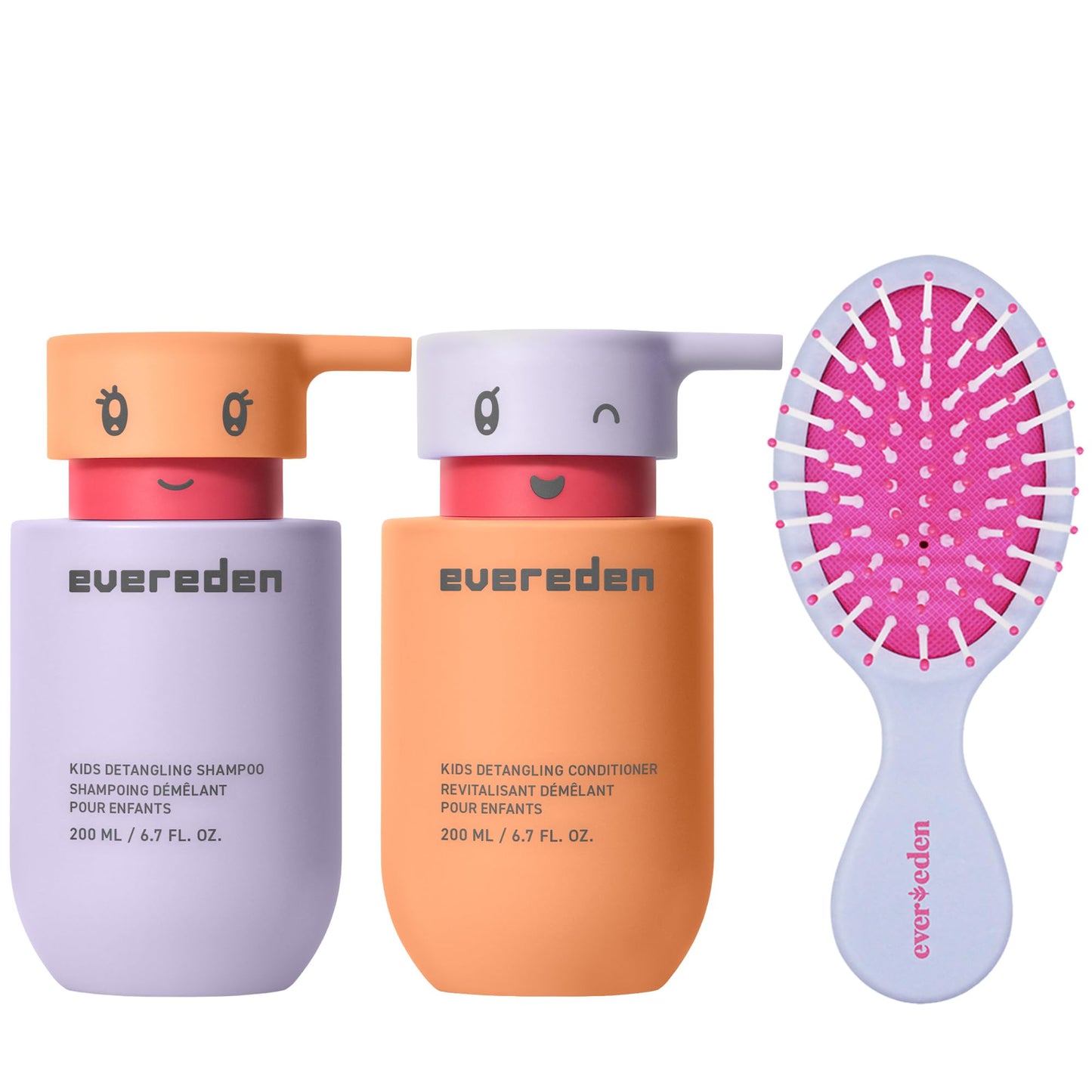 Evereden Happy Hair Duo for Kids: Vegan Shampoo and Conditioner Set with Detangler Brush - Strengthens & Smooths All Hair Types Beauty & Personal Care Evereden