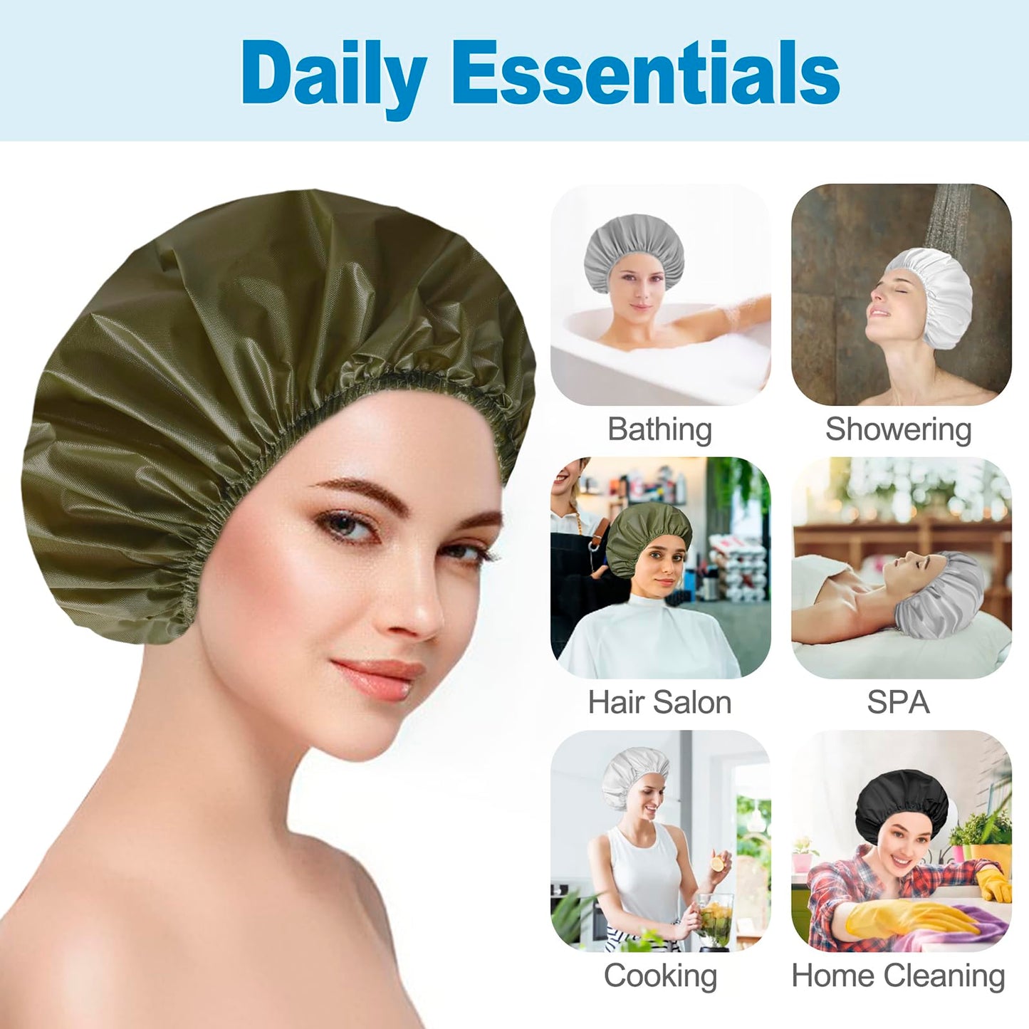 16 PCS Shower Caps for Women, Double Side Waterproof Shower Cap, Reusable Elastic Bath Caps for Shower, EVA Bathing Shower Caps, Bath Hair Caps Beauty and Personal Care CHFONG