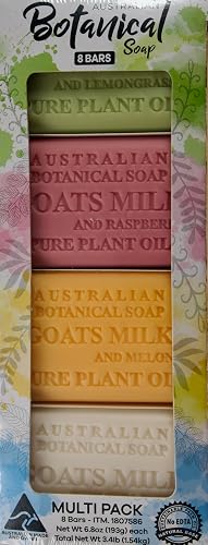 Australian Botanical Soap Multipack, Goat's Milk Oat's Milk, Lemongrass Raspberry Melon, 8 Bars Beauty & Personal Care Australian Botanical Soap