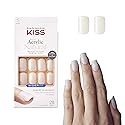 KISS Salon Acrylic Wider Fit Natural Fake Nails, ‘Rare’, 28 Acrylic-Infused, Bubble-Free, Flexible, Durable, False Glue-On Nails Beauty & Personal Care KISS