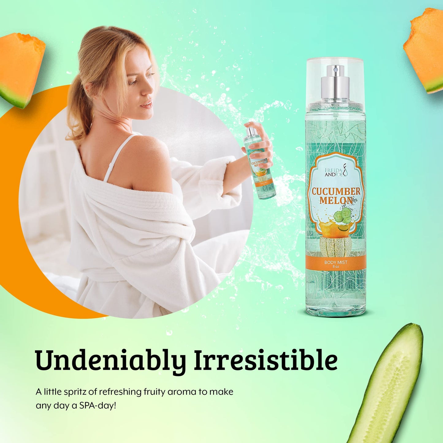Cucumber Melon Fine Fragrance Body, Womens Perfume Fragrance Body Mist & Sprays, Women's Refreshing Scented Gifts & Presents 8 oz Fine Mist Spray Beauty & Personal Care Freida and Joe