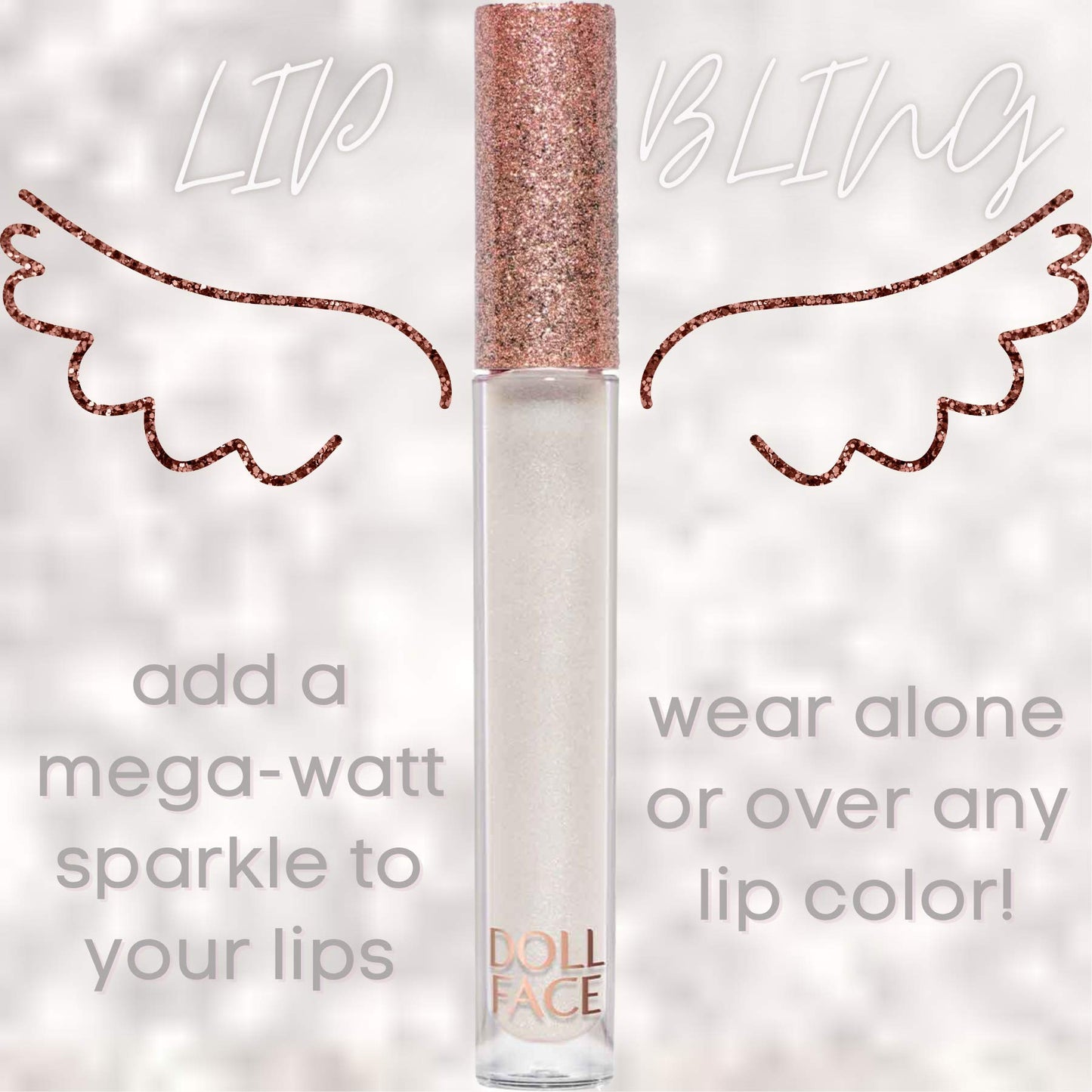 Doll Face Lip Gloss | Glitterazzi Liquid Lip Bling | Topping Glitter with a Glossy Shine for Lips | Sheer Finish | Cruelty-Free | Platinum Beauty & Personal Care Doll Face