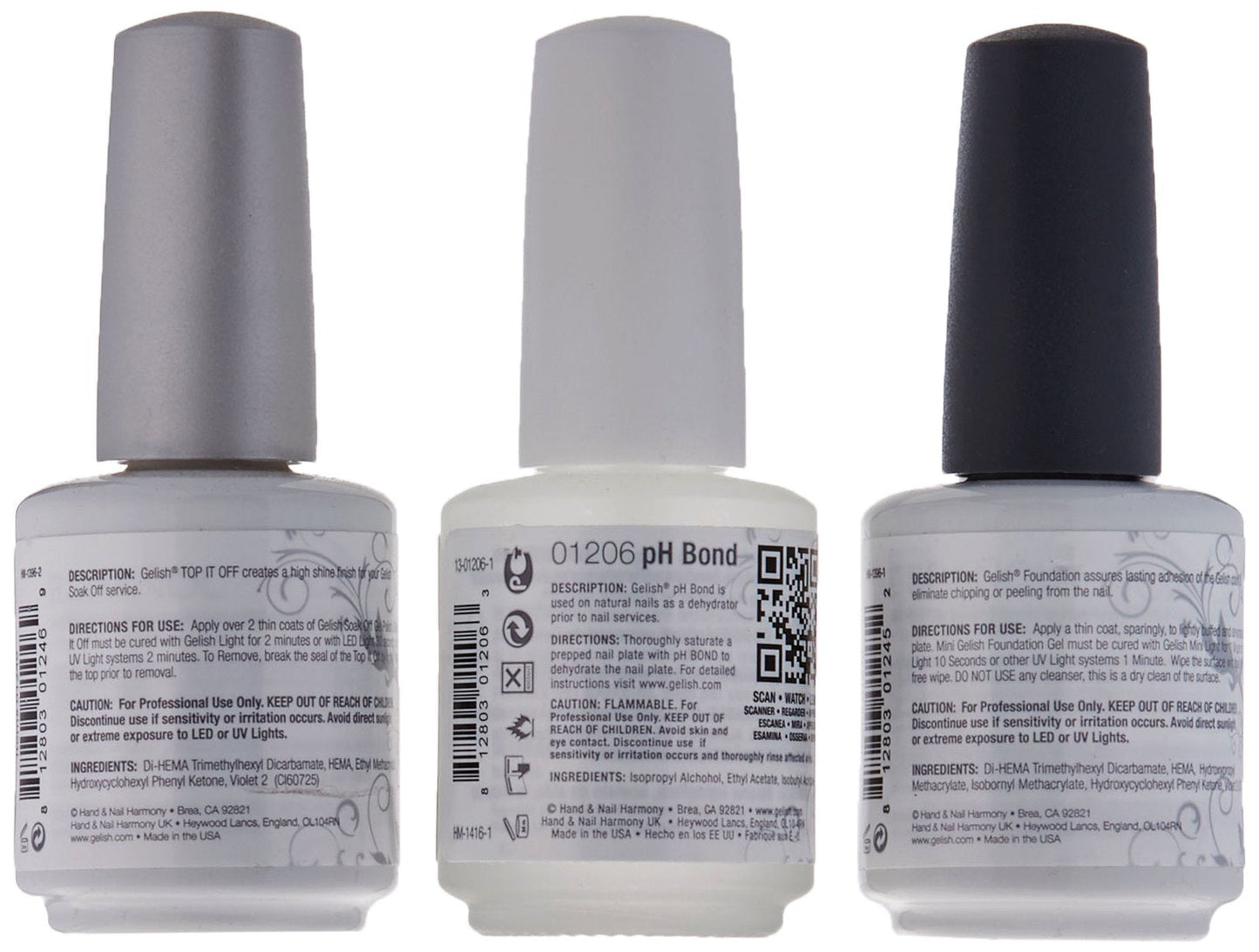 Gelish Terrific Trio Essentials 15 Milliliter Basic Care Soak Off Manicure Gel Nail Polish Kit with Foundation, pH Bond and Top It Off Gel Beauty & Personal Care Gelish