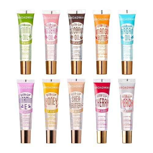 Ruby Kisses Broadway Vita-Lip Clear Lip Gloss (10 Pack), Hydrating & Soothing Formula with Vitamin, High-Shine Non-Sticky Lip Balm with Mint, Rosehip, Beauty & Personal Care Ruby Kisses