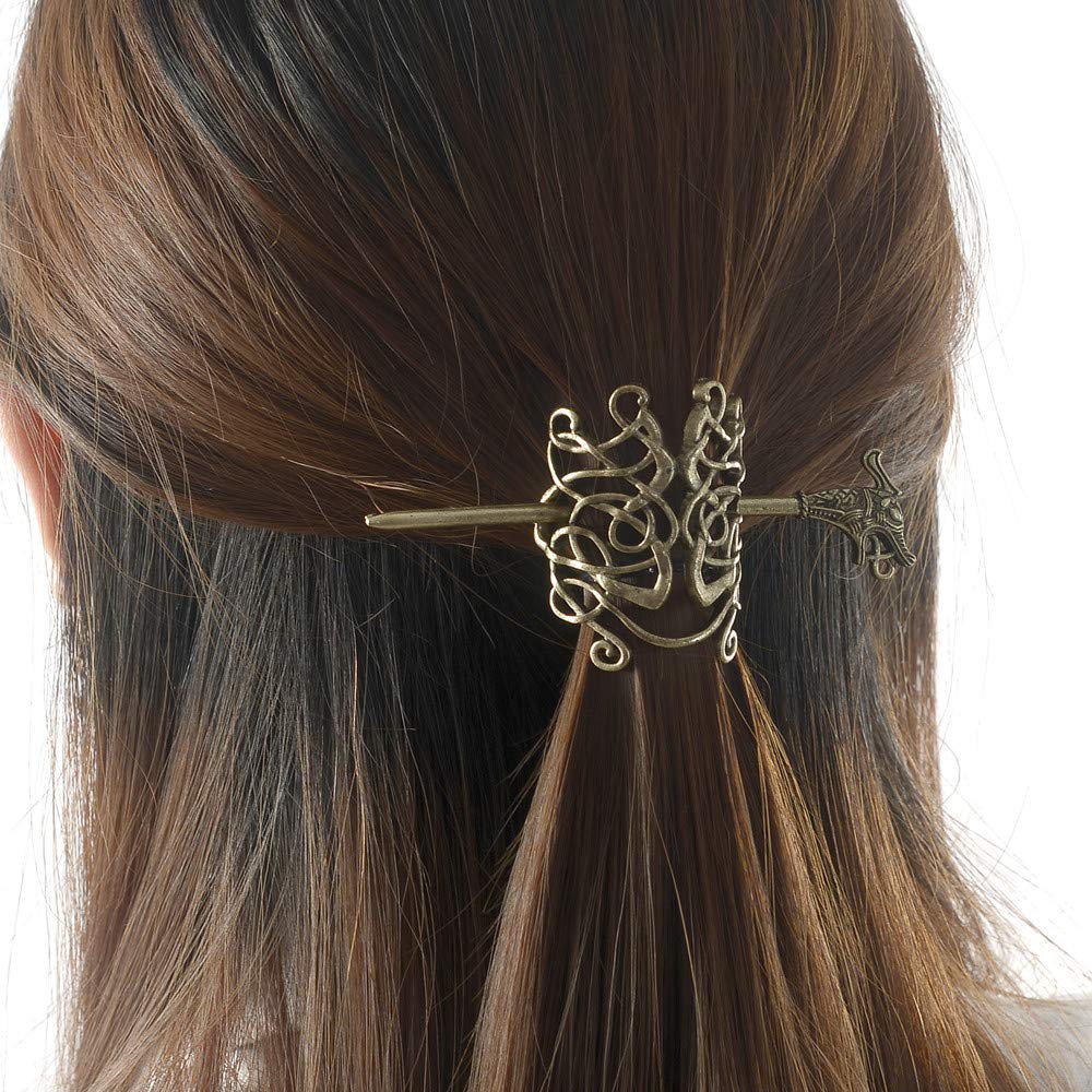 Large Celtic Knots Dragon Hairpins -Norse Viking Crown Hair Jewelry for Long Hair Braids Barrettes Vintage Viking Runes Women Girl Hairpin Hair Clips Beauty & Personal Care idavallen