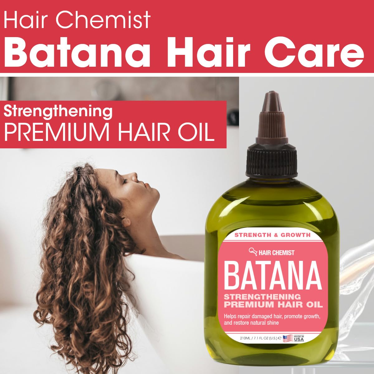 Hair Chemist Batana Strengthening Premium Hair Oil 7.1 oz. - Batana Hair Oil, Nourishing Batana Hair Growth Oil Beauty & Personal Care Hair Chemist