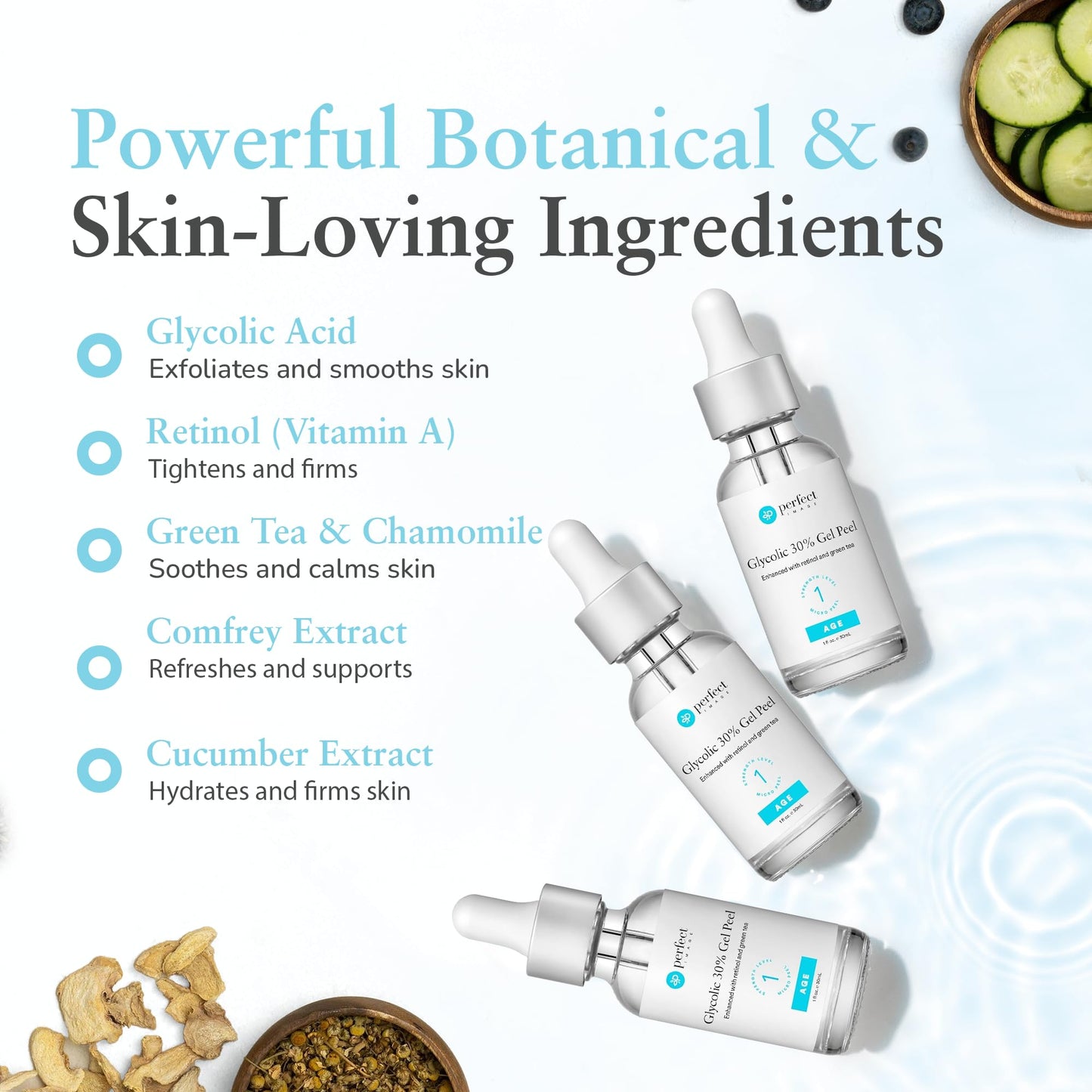 Glycolic Acid 30% Gel Peel - Enhanced with Retinol and Green Tea Extract (Professional Chemical Peel)- 1 fl oz 30mL Beauty & Personal Care Perfect Image
