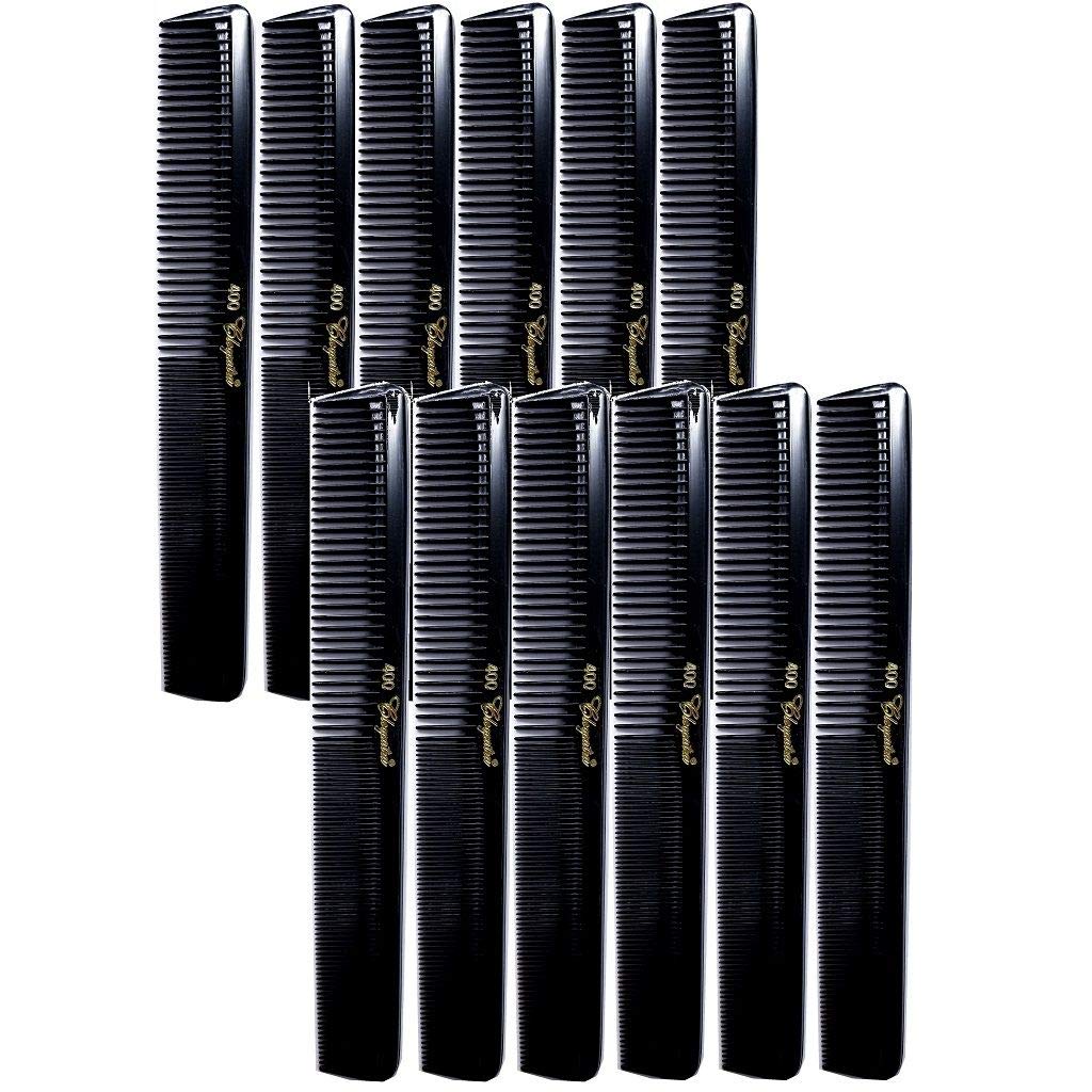 Krest Combs Cleopatra 7 inch All Purpose BLACK Professional Styler Combs 12-ct. No. 400