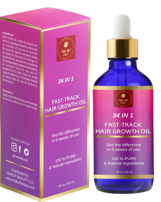 Hair Growth Mixture, Fast Track Hair Oil (34 in 1) for rapid growth, Moisturizer, restore scalp, blend of exotic oils and rare botanical extracts. Beauty & Personal Care MAKOF BEAUTY
