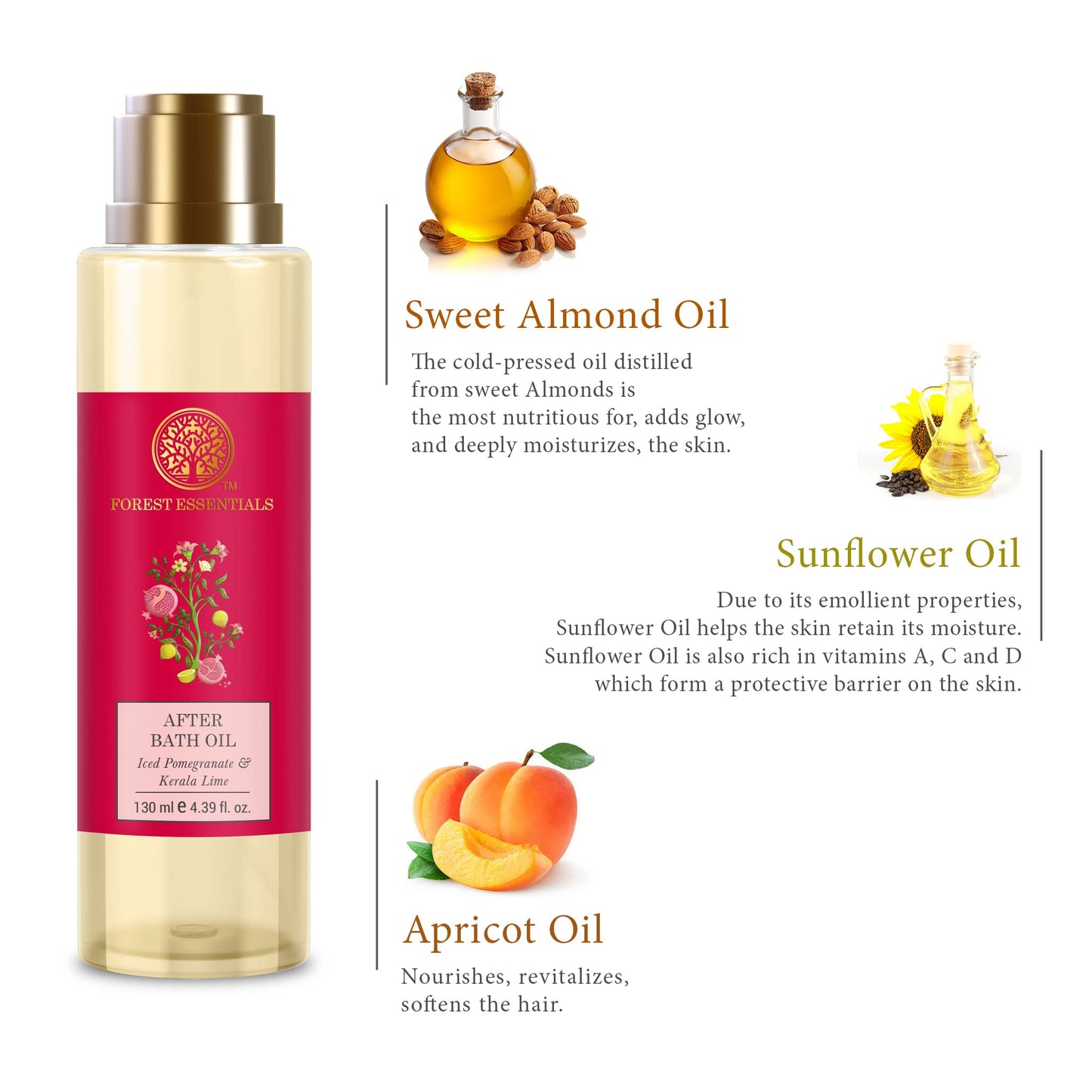 Forest Essentials After Bath Oil Iced Pomegranate & Kerala Lime 130ml (Body Oil) Beauty and Personal Care Forest Essentials