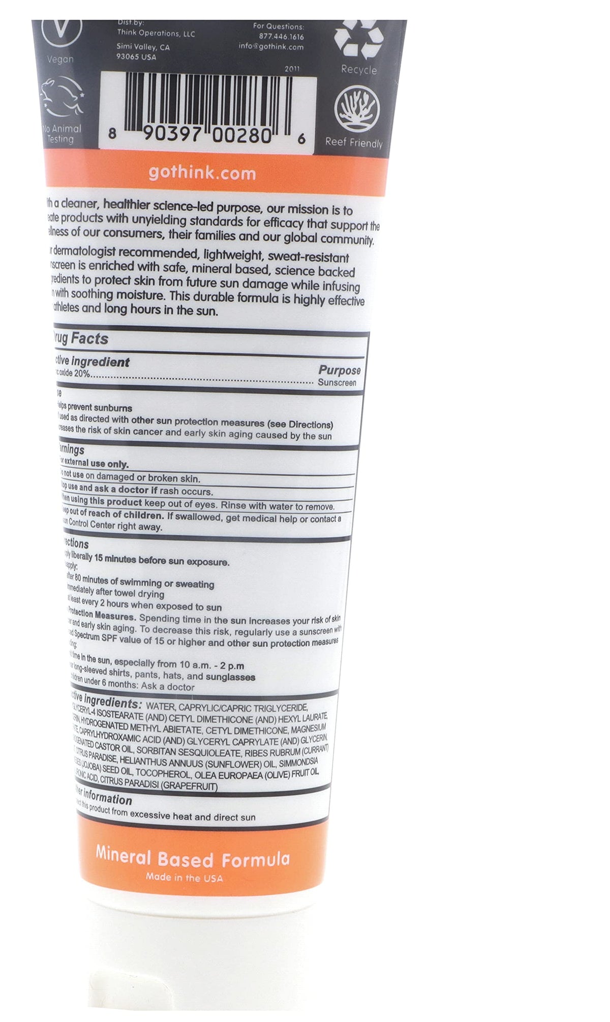 Thinksport: Plus Sunscreen Spf 50, 3 Oz (3 Pack)