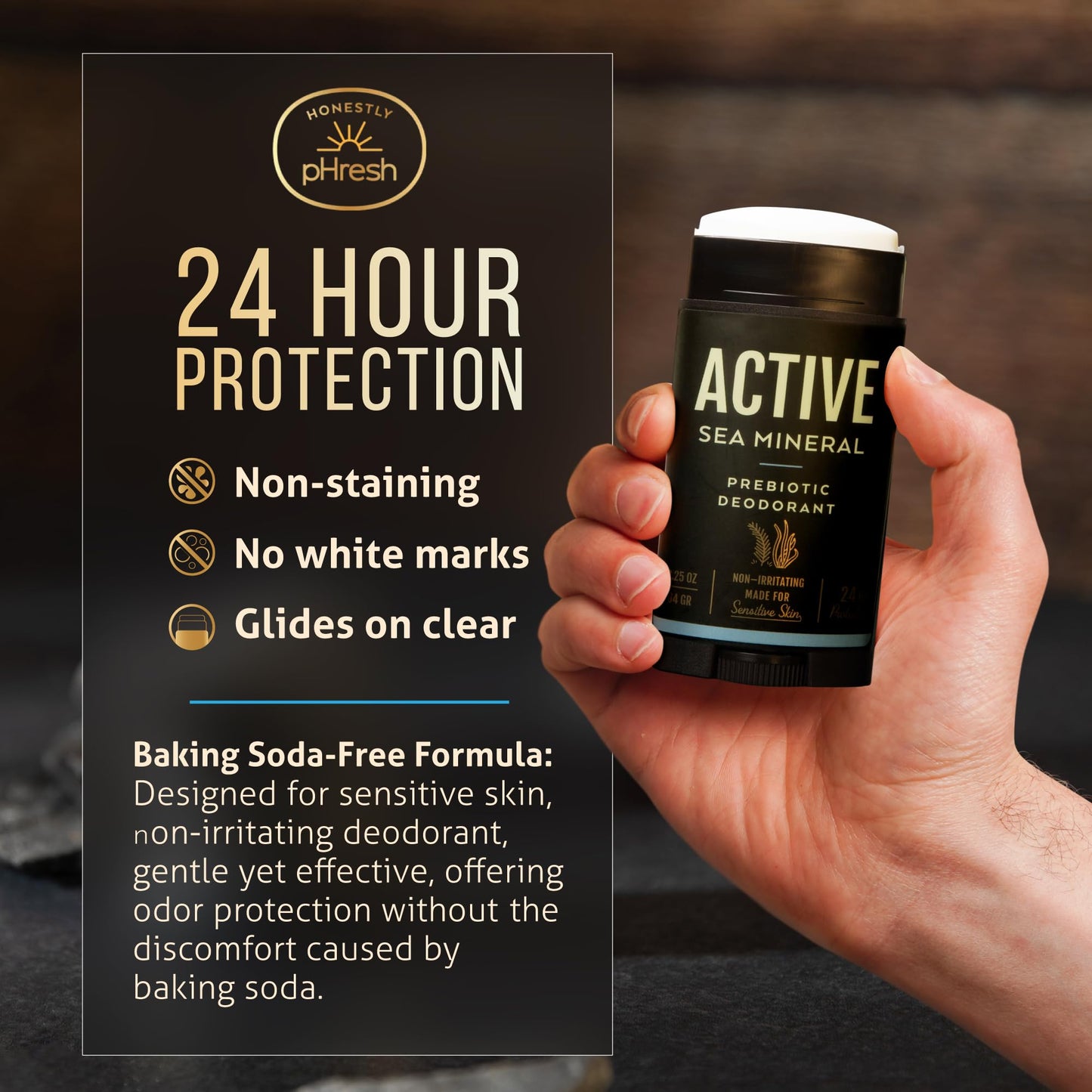 Honestly pHresh Prebiotic Natural Deodorant for Men - Aluminum & Baking Soda Free with 24 Hour Odor Protection. Clean Vegan Deodorant for Sensitive Beauty and Personal Care Honestly pHresh