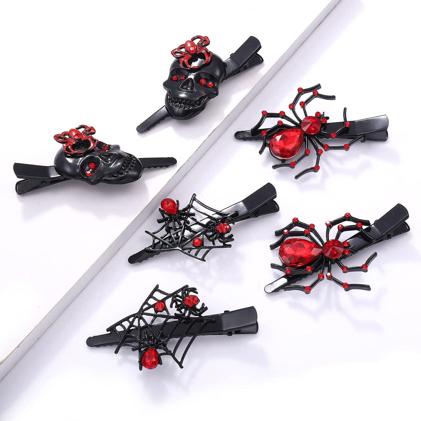PHALIN Halloween Hair Clips Gothic Large Spider Web Skull Hair Clip for Women Spooky Alligator Duckbill Hair Pins Barrettes Halloween Hair Accessory Beauty & Personal Care PHALIN