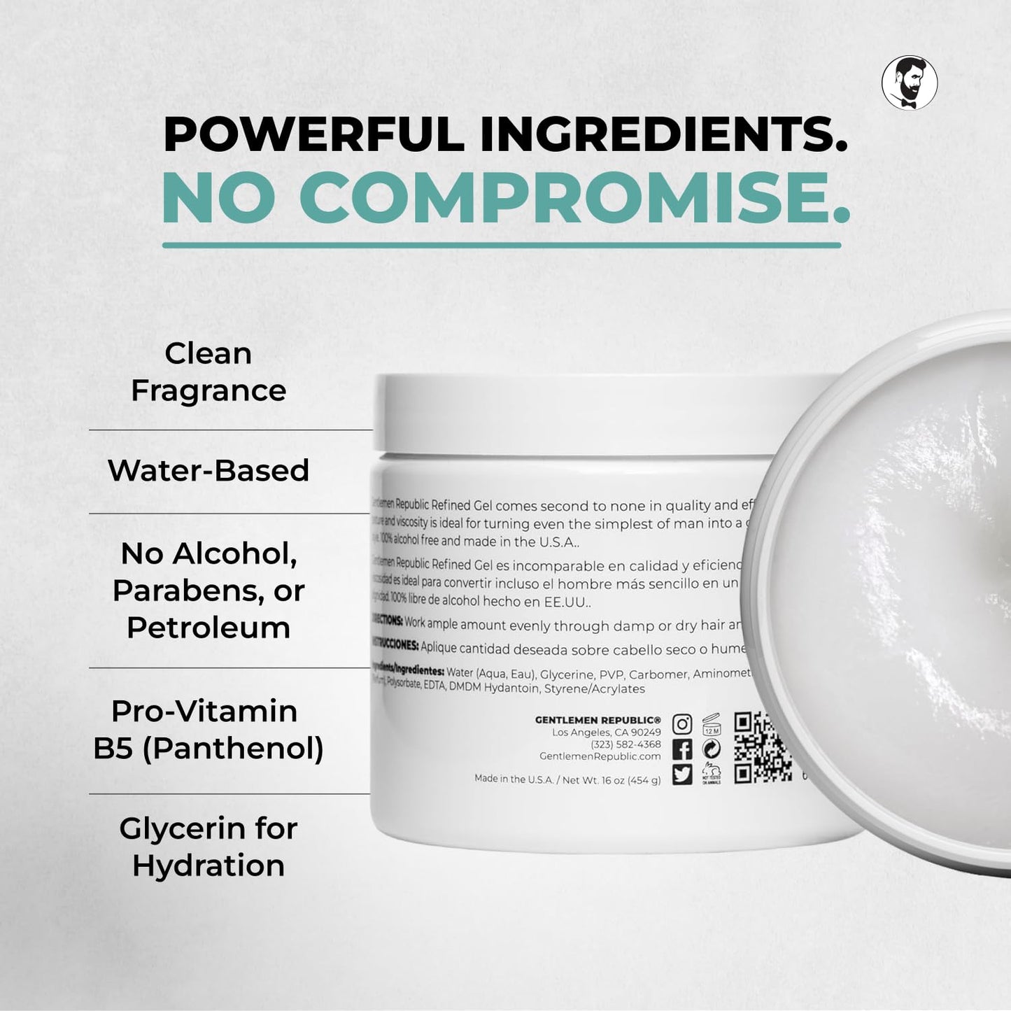 Gentlemen Republic 16oz Refined Hair Gel for Men - Premium Men's Hair Styling Product, 24 Hour High Hold & Shine. No Beeswax, Alcohol, or Parabens Beauty & Personal Care Gentlemen Republic