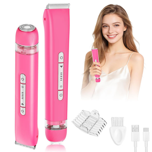 YunLuna Bikini Trimmer for Women, Dual Head Electric Razors, IPX7 Waterproof Electric Shaver for Arm Bikini Underarm Leg Hair Trimmer, Rechargeable Beauty and Personal Care YunLuna