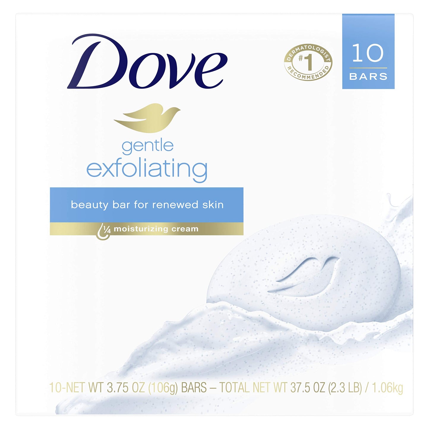 Dove Beauty Bar for Softer and Smoother Skin Gentle Exfoliating More Moisturizing Than Bar Soap 3.75 oz 10 Bars Beauty & Personal Care Dove