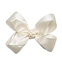 HAIRBOWS Girls' Satin Hair Bows with a Knot Wrap Center on a Clip, All Ages and Hair Types, 5 Inch Bow, Antique White Beauty & Personal Care HAIRBOWS.COM