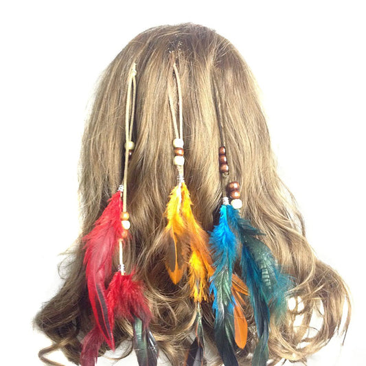 Set of 6 Handmade Boho Hippie Hair Extensions with Feather Clip Comb Hairpin Headdress DIY Accessories for Women Lady Beauty & Personal Care Fodattm