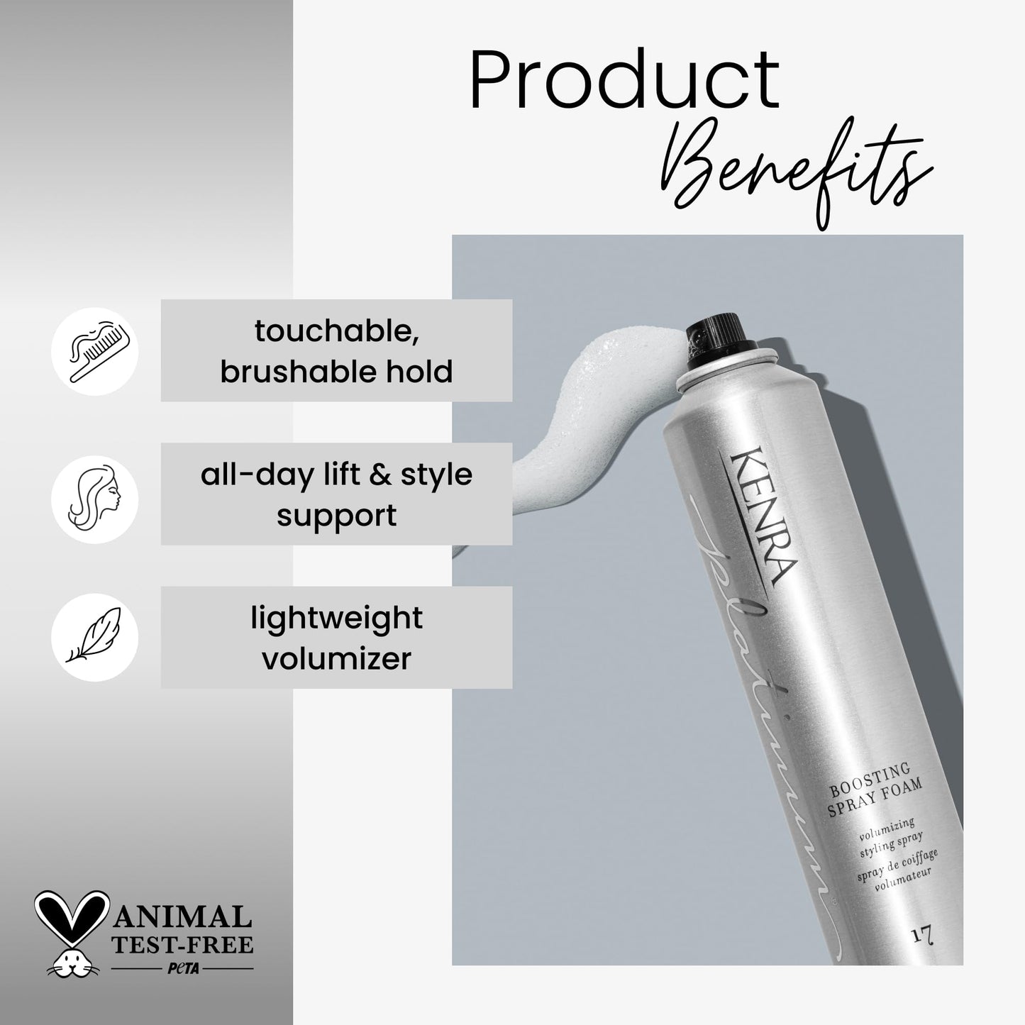 Kenra Professional Platinum Boosting Spray-Foam 17 | Volumizing Styling Spray | Touchable, Brushable Hold | All-Day Lift & Style Support | Lightweight Beauty & Personal Care Kenra