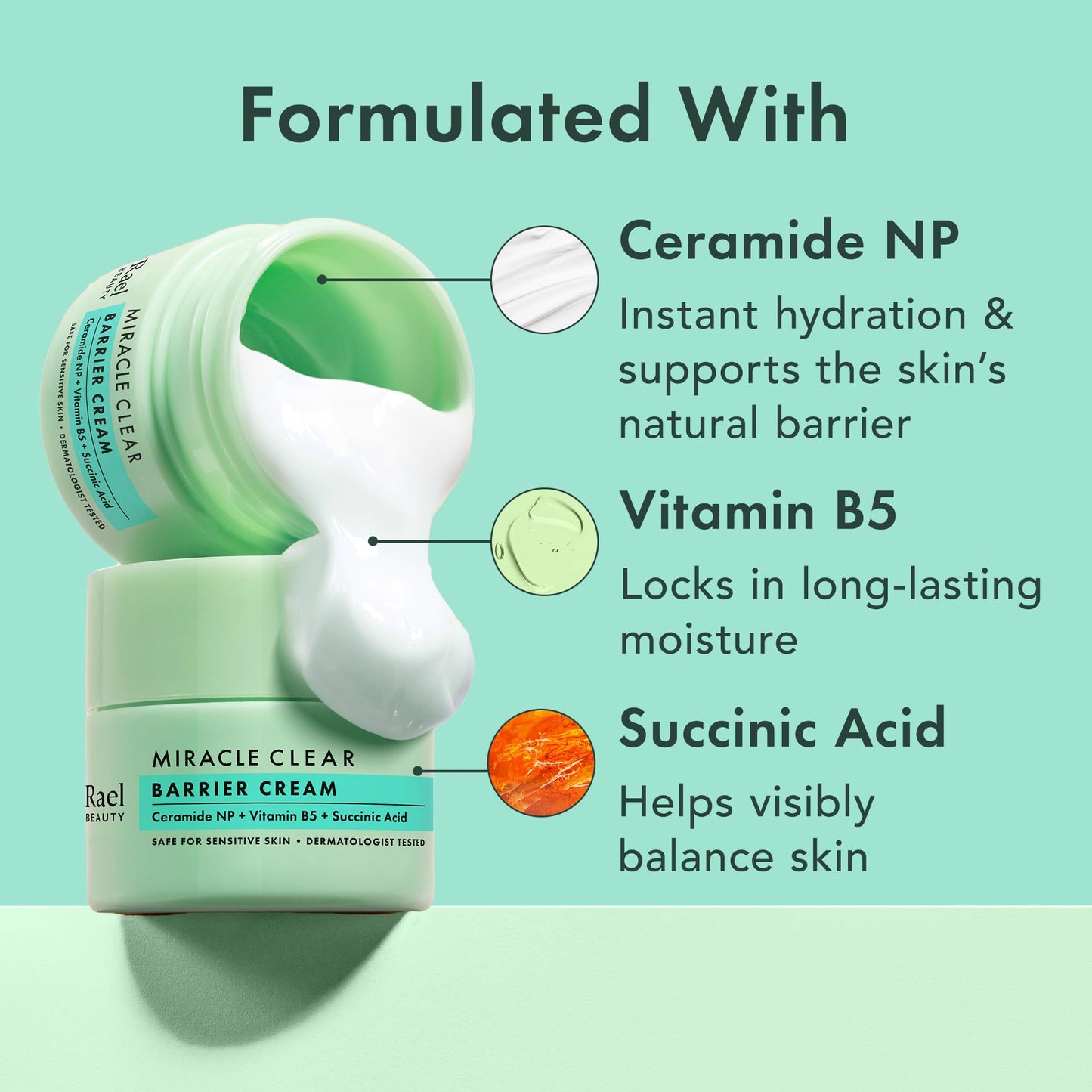 Rael Face Moisturizer, Miracle Clear Barrier Cream - Lightweight Moisturizer with Succinic Acid and Vitamin B5, Hydration, Korean Skin Care (1.8 oz) Beauty & Personal Care Rael
