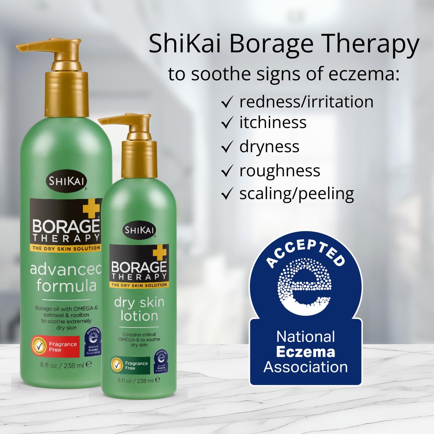 ShiKai Borage Therapy Dry Skin Lotion Moisturizer (16oz, Pack of 2) Unscented Skincare | Hydrating Lotion for Eczema, Dry Hands & Body | With Oatmeal Beauty & Personal Care ShiKai