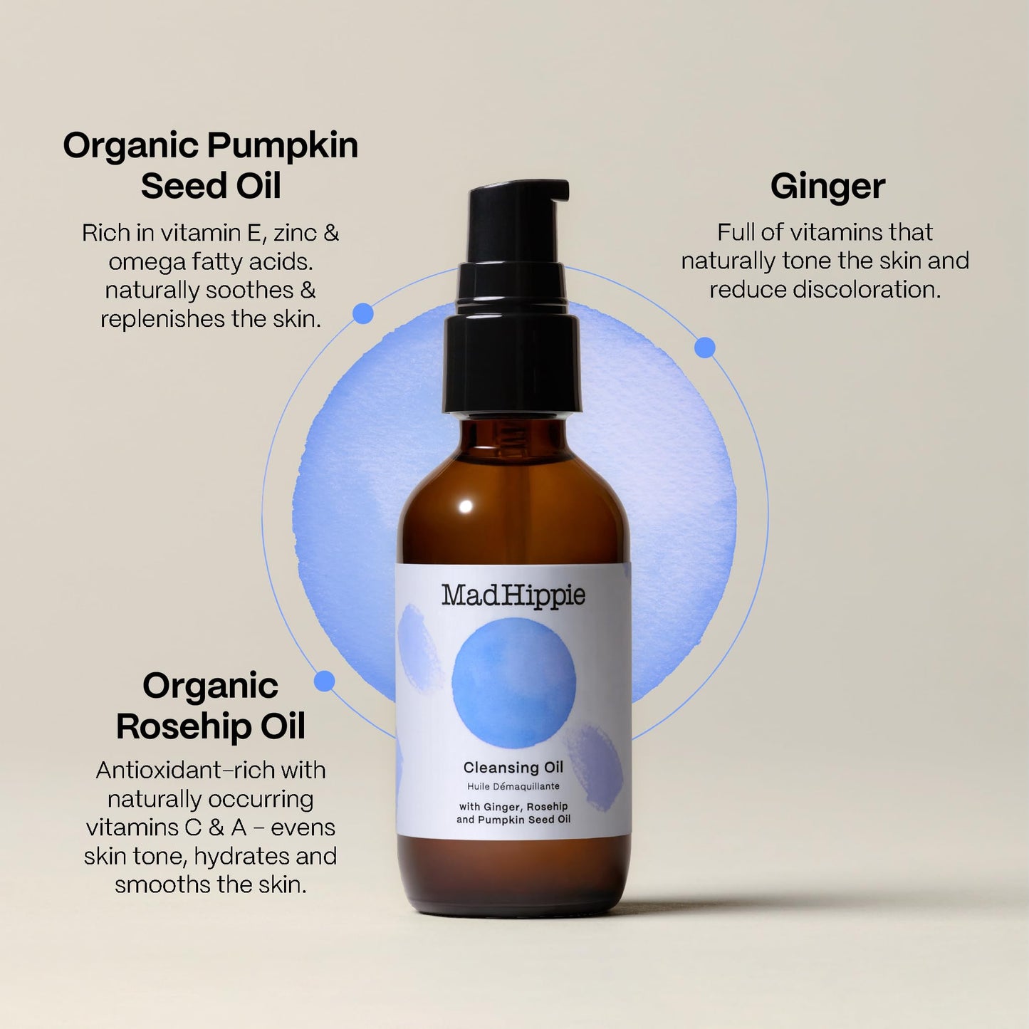 Mad Hippie Cleansing Oil for Face - Deep Cleansing Facial Cleanser & Makeup Remover for Dry, Sensitive, Acne-Prone Skin with Vitamin C-Rich Rosehip Beauty & Personal Care Mad Hippie