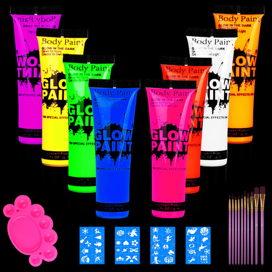 Lookmee Blacklight Neon Face and Body Paint , 0.84oz Set of 8 Tubes , Blacklight Neon Fluorescent Beauty & Personal Care Lookmee