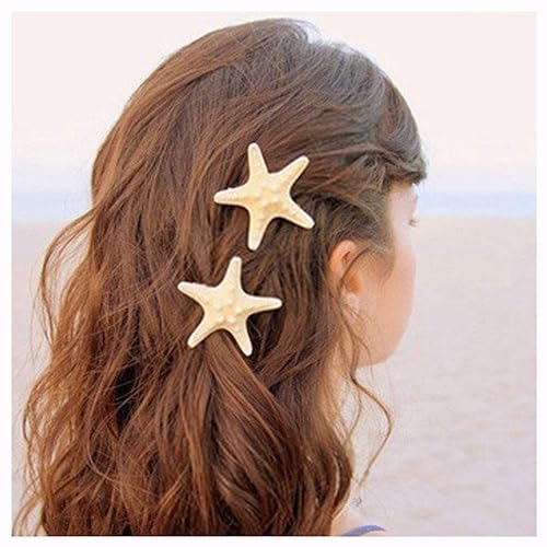 Aluinn Starfish Hair Clip Boho Barrettes Lovely Mermaid Beach Hair Hairpin Jewelry for Women Set of2 Beauty & Personal Care Aluinn