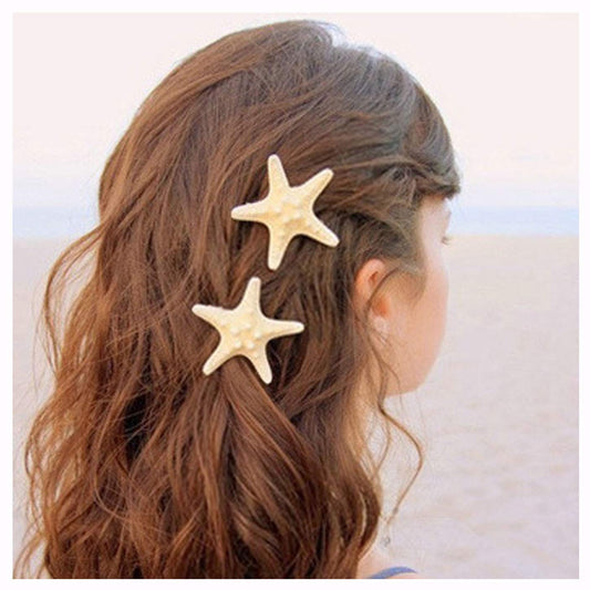 Aluinn Starfish Hair Clip Boho Barrettes Lovely Mermaid Beach Hair Hairpin Jewelry for Women Set of2 Beauty & Personal Care Aluinn