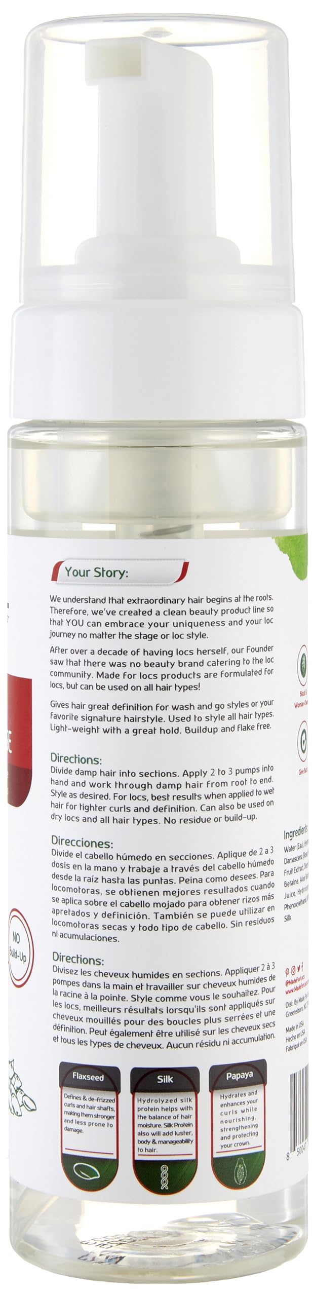 Locs Styling Flaxseed Mousse | Build-Up Free with No White Flakes- Non Sticky | 7 oz Beauty & Personal Care MFL MADE FOR LOCS