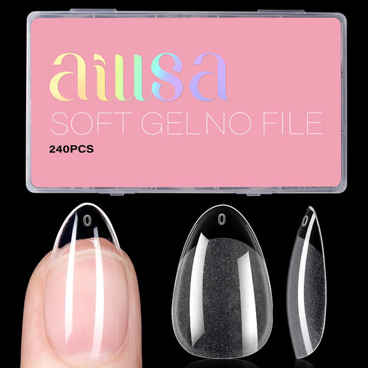AILLSA Short Almond Nail Tips Pre-Shaped Acrylic Nail Tips Half Matte Full Cover Nails Tips Clear Gelly Press on False Tip Nail for Extension Nail Beauty and Personal Care AILLSA Default Title