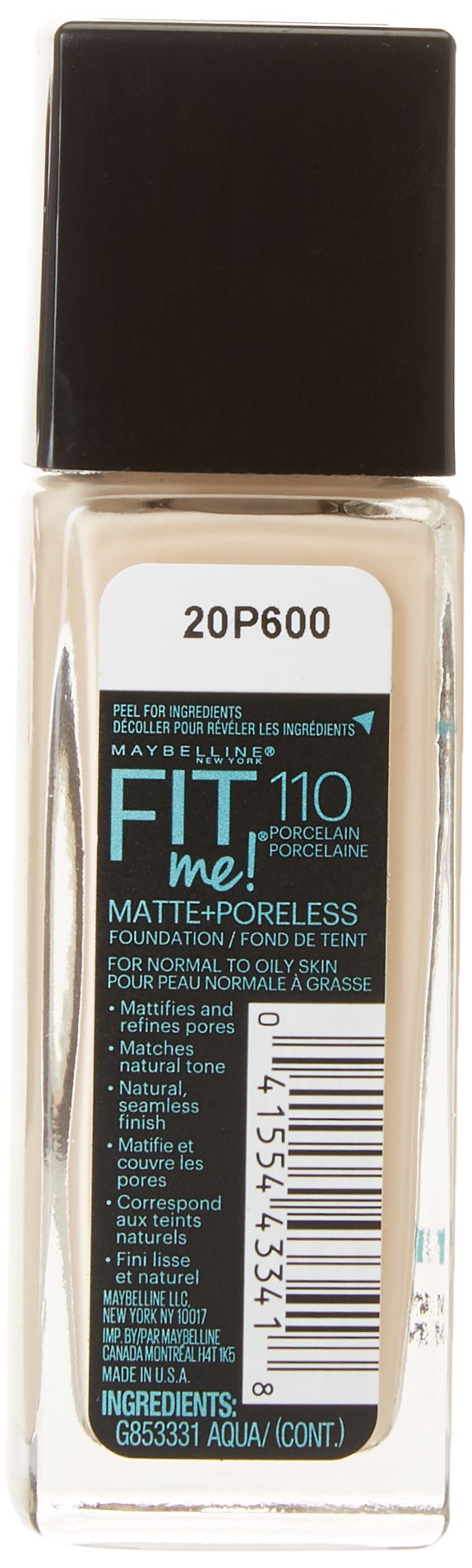 Maybelline New York Fit Me Matte + Poreless Foundation, Porcelain [110], 1 Ounce Beauty & Personal Care MAYBELLINE
