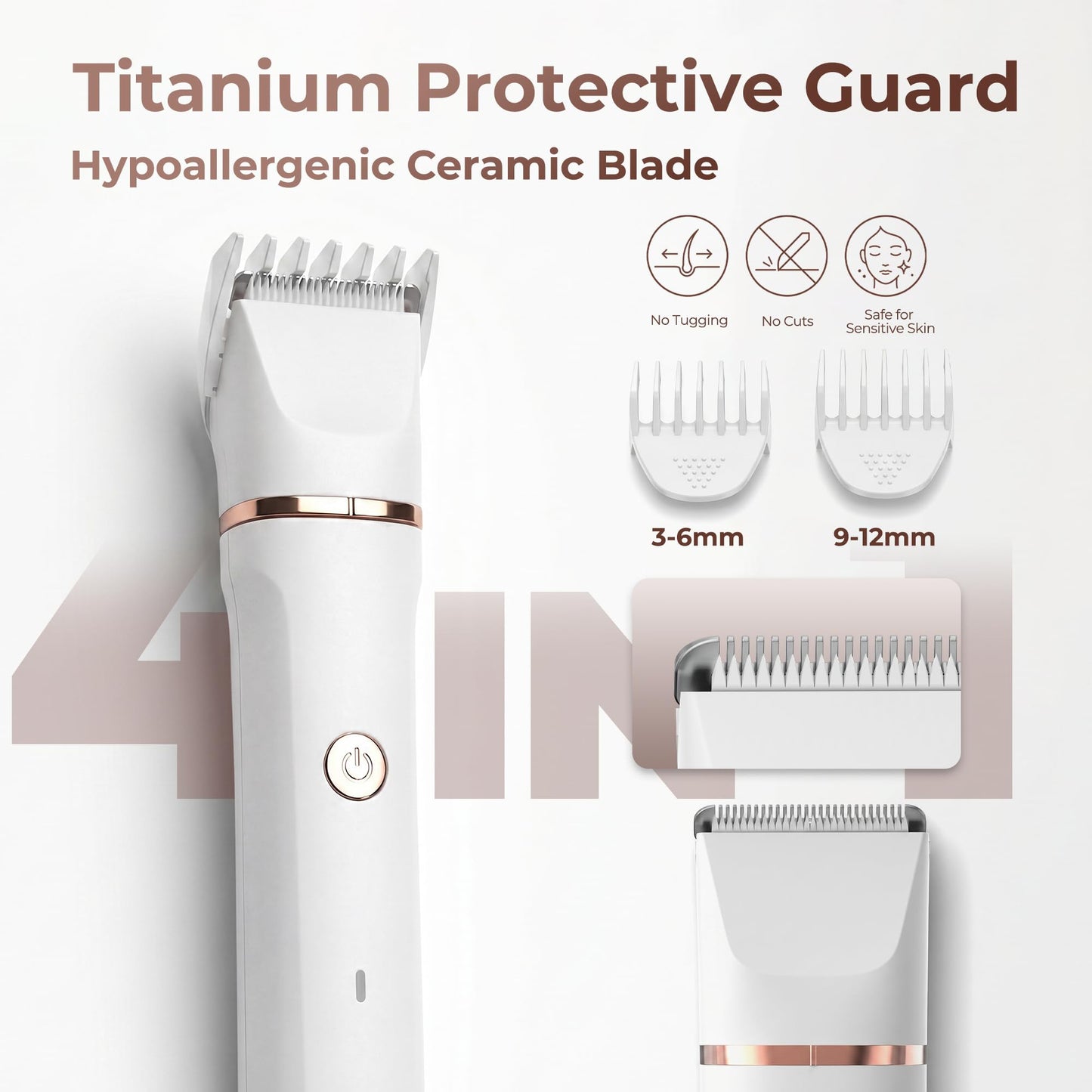 Housmax 4-in-1 Bikini Trimmer Electric Razors for Women, Ceramic Blade Body Hair Trimmer, IPX7 Waterproof Rechargeable Lady Shaver, Personal Groomer Beauty and Personal Care Housmax