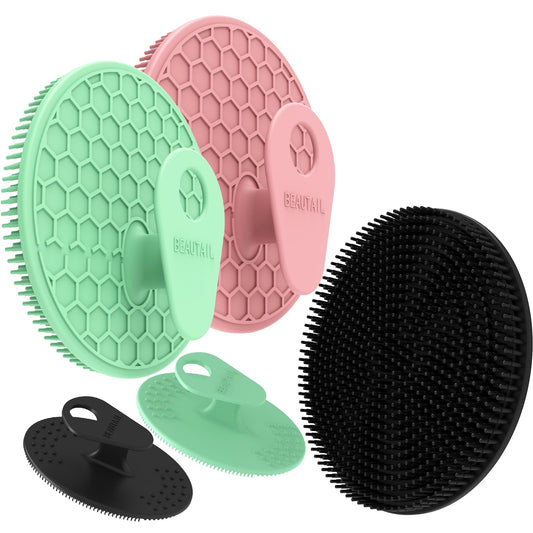 Silicone Body and Face Scrubber Set 5 Pack, BEAUTAIL Shower Bath Scrubber, Gentle Exfoliating Brush for Women Men Sensitive Skin, More Hygienic Than Beauty and Personal Care BEAUTAIL