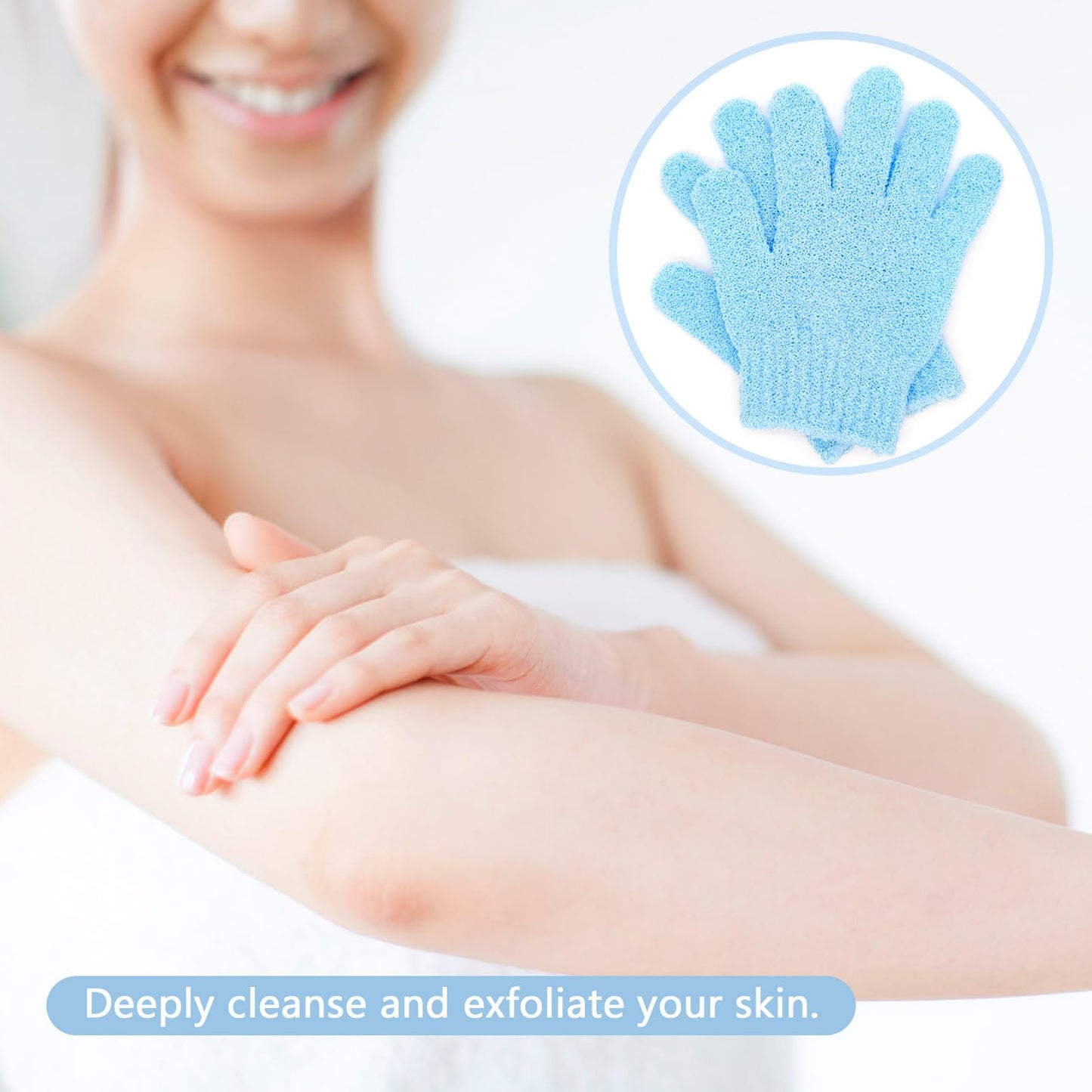 BlingKingdom 1 Pair Bath Gloves for Shower Exfoliating Wash Gloves Shower Mitts for Women Beauty Spa Massage Skin Shower Body Scrubber (Blue) Beauty and Personal Care BlingKingdom