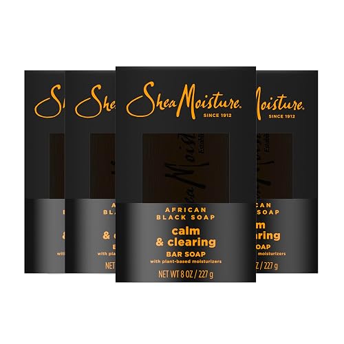 SheaMoisture Bar soap African Black Soap 4 count Soothe and Clarify Skin Soothing and Clarifying bar soap with 24h shea moisture nutrients Beauty & Personal Care Shea Moisture