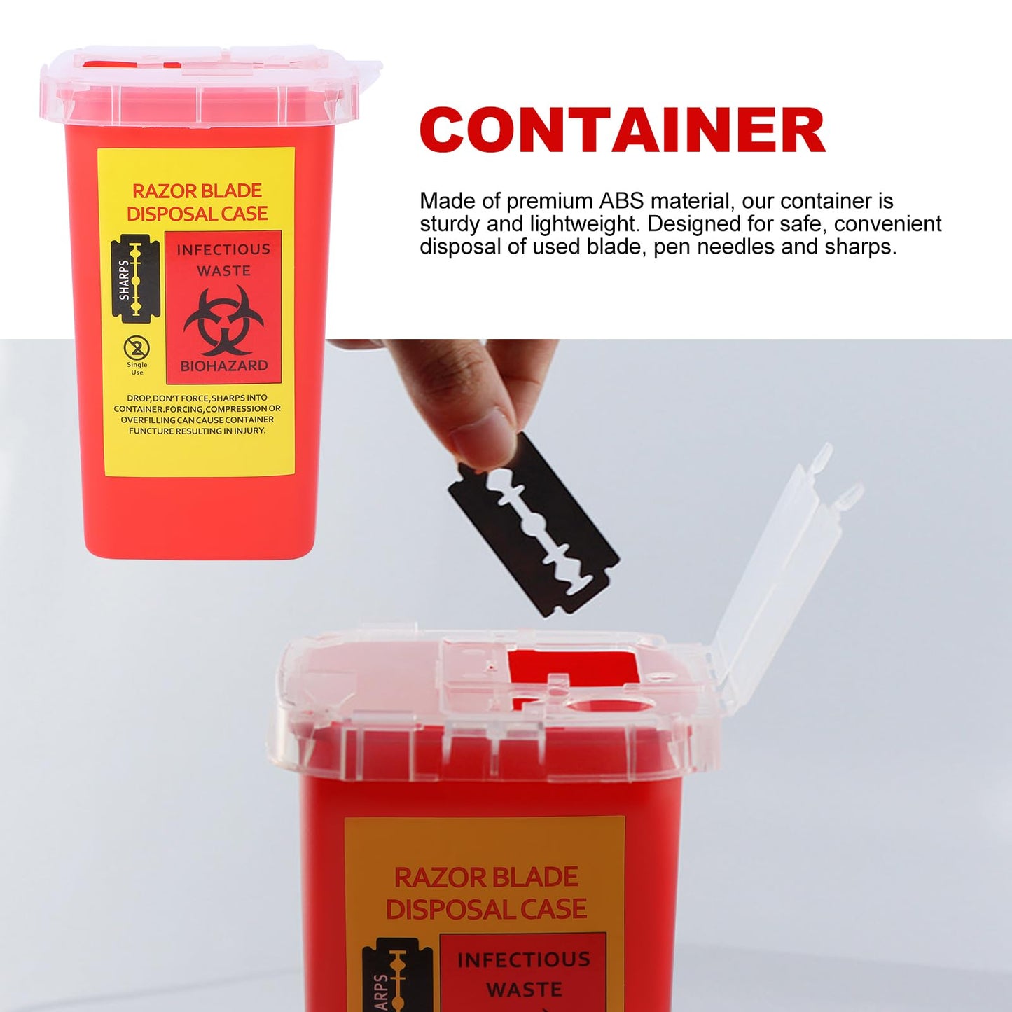 Razor Blade Disposal Container with Lid Portable Plastic Used Blade Bank for Safe Barber Razor for Barbershops and Salons 6X15X4 Inches Beauty and Personal Care FOMIYES